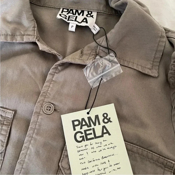 Pam & Gela ruffle army shirt in Loden - Picture 7 of 14